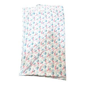 King Size Seashell Seahorse Print Flat Bed Sheet Beach House Lake Nautical